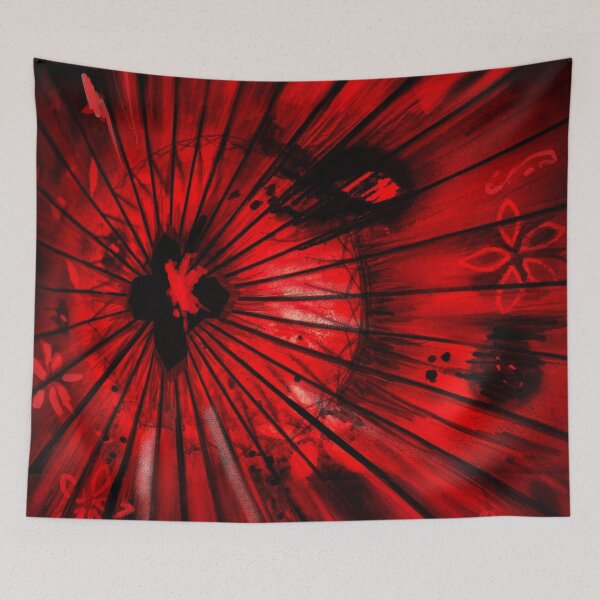 Item preview, Abstract Japanese Red Umbrella – Dynamic Cultural Art designed and sold by ArtStyleAlice.