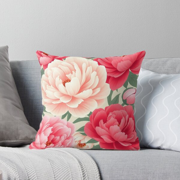 Artikelvorschau, Pfingstrosenblüten in zartem Rosa, leuchtendem Rot und cremigem Weiß A-Linien Kleid entworfen und verkauft von FestivityFinds.