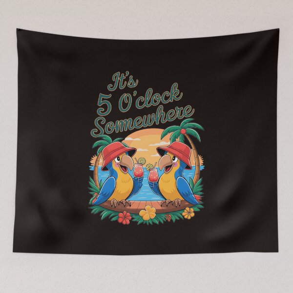 Item preview, It's 5 O’clock Somewhere Parrot Summer Beach Couple designed and sold by MAKOPOKOShop.