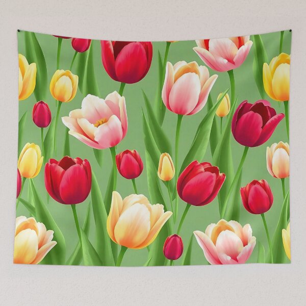 Artikelvorschau, Rosa, rote und gelbe Tulpen Aquarell A-Linien Kleid entworfen und verkauft von FestivityFinds.