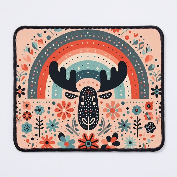 Item preview, Scandinavian Folk Art Moose Head – Bright Forest Migration by heidiannemorris designed and sold by FOLK ART FUSION by heidiannemorris.