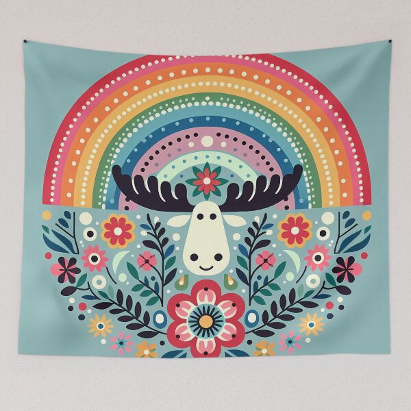 Item preview, Scandinavian Folk Art Moose Portrait – Wild Antlers and Migrating Magic by heidiannemorris designed and sold by FOLK ART FUSION by heidiannemorris.