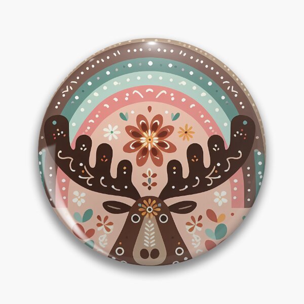 Item preview, Scandinavian Folk Art Moose Face – Bright Antlers and Migration Spirit by heidiannemorris designed and sold by FOLK ART FUSION by heidiannemorris.