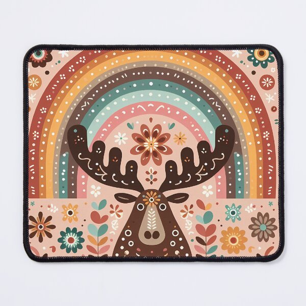 Item preview, Scandinavian Folk Art Moose Face – Bright Antlers and Migration Spirit by heidiannemorris designed and sold by FOLK ART FUSION by heidiannemorris.