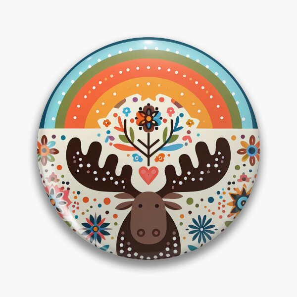Item preview, Scandinavian Folk Art Moose Head – Colourful Migration Journey by heidiannemorris designed and sold by FOLK ART FUSION by heidiannemorris.