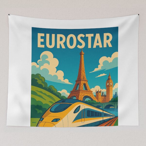Item preview, Eurostar Train with Eiffel Tower and Big Ben – Paris to London Journey designed and sold by Aryabek.