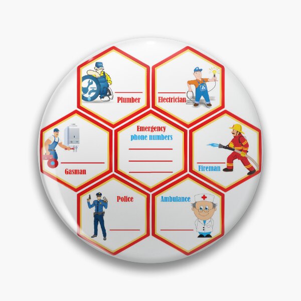 Item preview, Emergency phone numbers, Ambulance, Police, Gasman, Firefighter, Plumber, Electrician designed and sold by orthodox-icon.