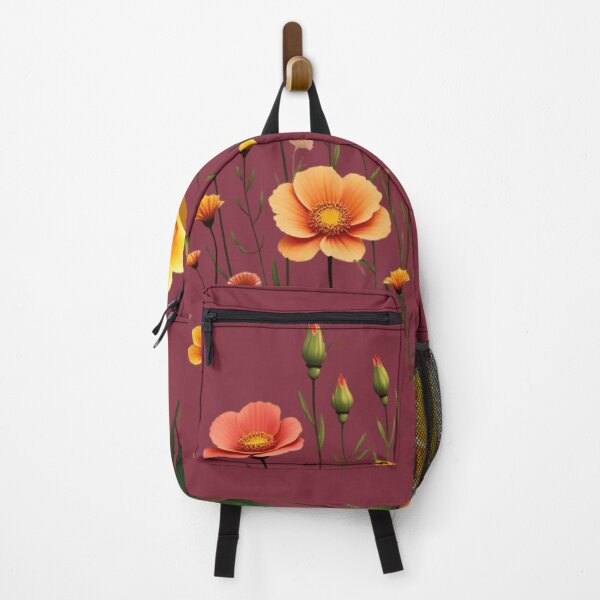 Item preview, Wildflowers and a Yellow Rose to the Right #2 - Deep Burgundy Background #5010DBD designed and sold by Wildflower Rose.