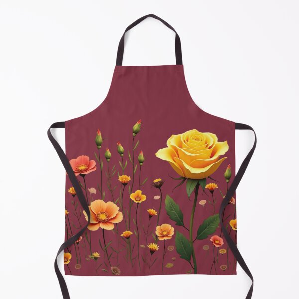 Item preview, Wildflowers and a Yellow Rose to the Right #2 - Deep Burgundy Background #5010DBD designed and sold by Wildflower Rose.
