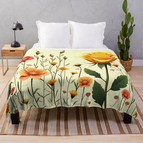 Item preview, Wildflowers and a Yellow Rose to the Right #2 - Butter Cream Background #5010BCR designed and sold by Wildflower Rose.