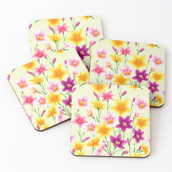 Item preview, Pink, Purple and Yellow Freesias A-Line Dress designed and sold by FestivityFinds.