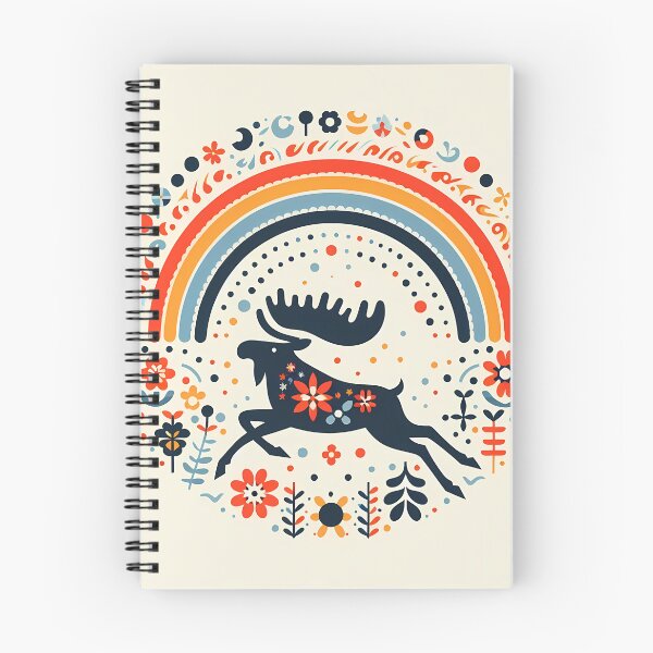 Item preview, Scandinavian Folk Art Sprinting Moose – Wild Antlers and Northern Migration by heidiannemorris designed and sold by FOLK ART FUSION by heidiannemorris.