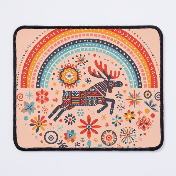 Item preview, Scandinavian Folk Art Galloping Moose – Antlers and Migration Magic by heidiannemorris designed and sold by FOLK ART FUSION by heidiannemorris.