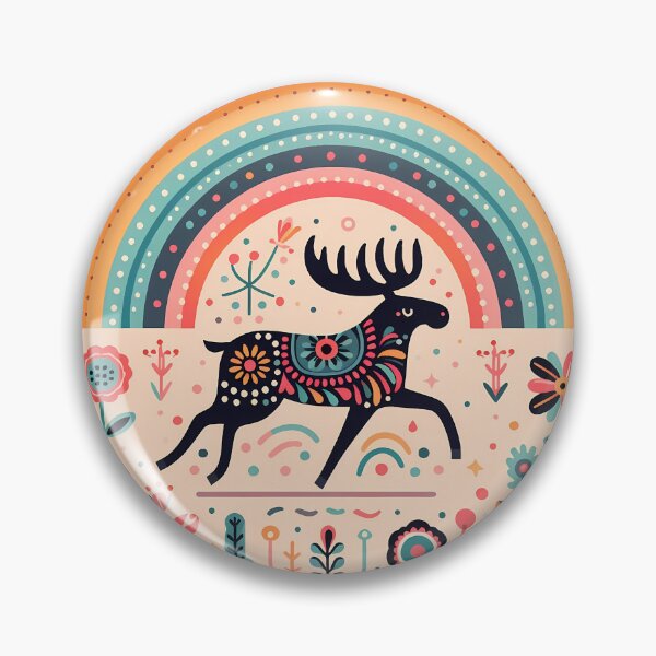 Item preview, Scandinavian Folk Art Bounding Moose – Folk Migration Magic by heidiannemorris designed and sold by FOLK ART FUSION by heidiannemorris.