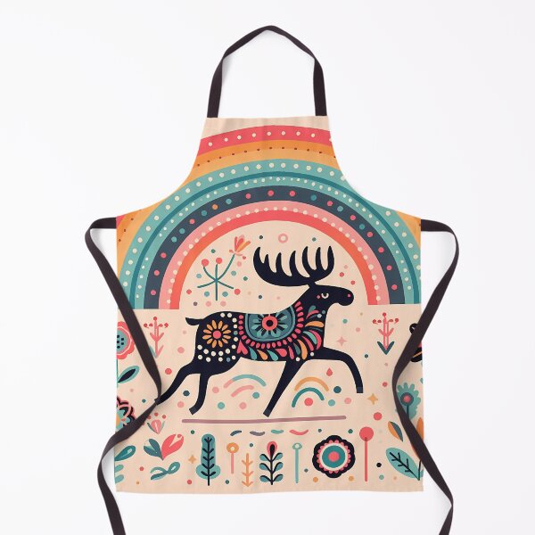 Item preview, Scandinavian Folk Art Bounding Moose – Folk Migration Magic by heidiannemorris designed and sold by FOLK ART FUSION by heidiannemorris.