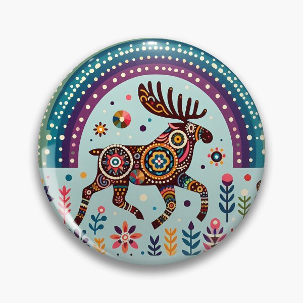 Item preview, Scandinavian Folk Art Patterned Moose – Joyful Wild Migration by heidiannemorris designed and sold by FOLK ART FUSION by heidiannemorris.