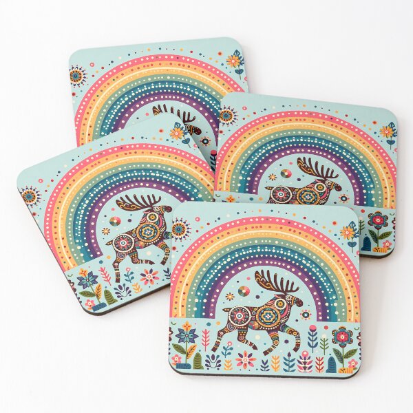 Item preview, Scandinavian Folk Art Patterned Moose – Joyful Wild Migration by heidiannemorris designed and sold by FOLK ART FUSION by heidiannemorris.