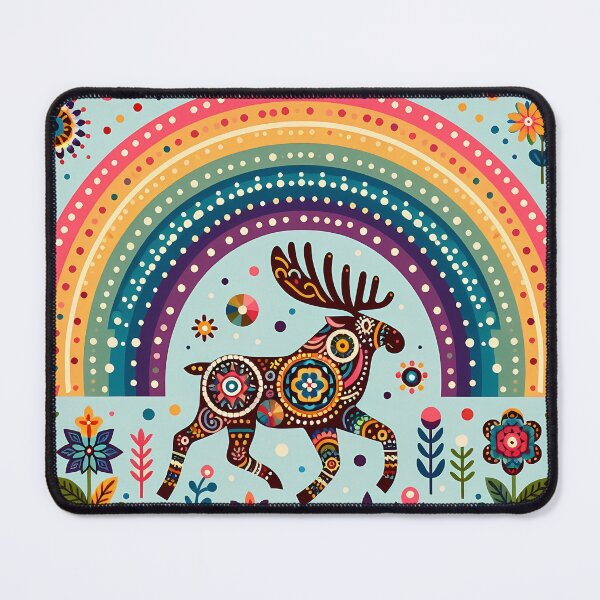 Item preview, Scandinavian Folk Art Patterned Moose – Joyful Wild Migration by heidiannemorris designed and sold by FOLK ART FUSION by heidiannemorris.