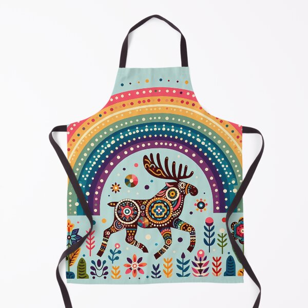 Item preview, Scandinavian Folk Art Patterned Moose – Joyful Wild Migration by heidiannemorris designed and sold by FOLK ART FUSION by heidiannemorris.