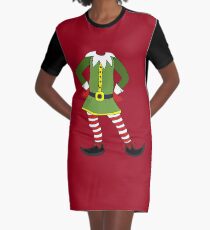 Elf Costume for Carnaval Christmas Halloween Party Graphic T-Shirt Dress