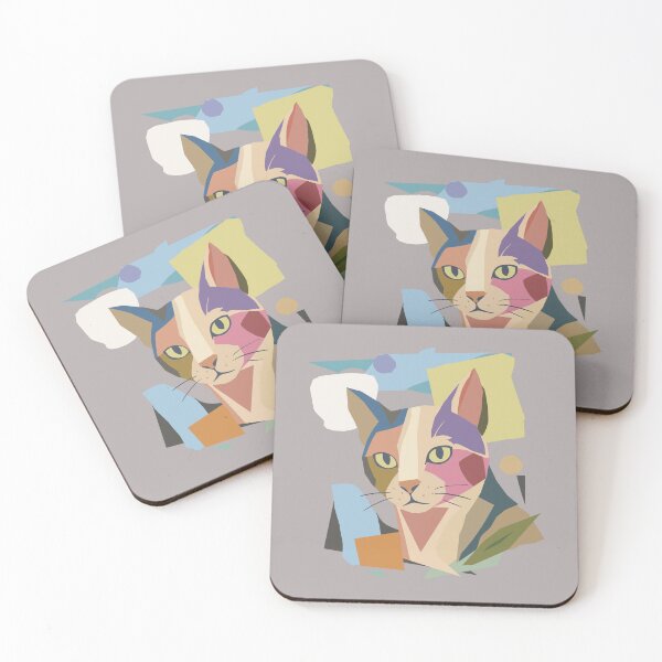 Item preview, Abstract cat in modern color block design designed and sold by Kisho.