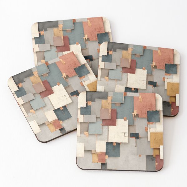 Item preview, Geometric Abstract Pattern with Textured Squares and Copper Details designed and sold by Moisky Patterns.