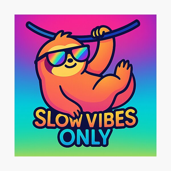 Item preview, Slow Vibes Only Sloth | Cute Rainbow-Sunglasses Chill Gradient Illustration designed and sold by Tarn.