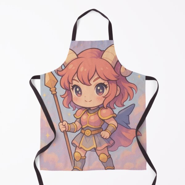 Item preview, Chibi Aries Warrior – Kawaii Ram Girl with Spear designed and sold by Asbiell.