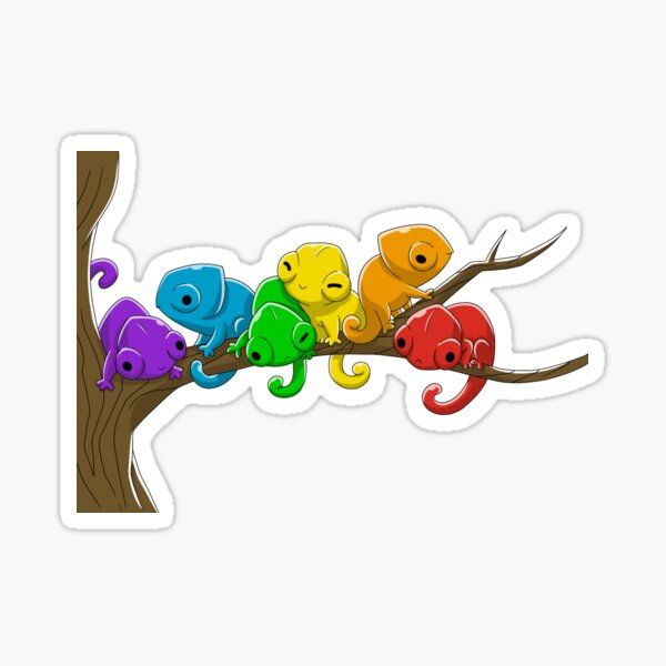 Artikel-Vorschau von Regenbogen von Chamäleons in einem Baum, designt und verkauft von DesgnsxGifts.
