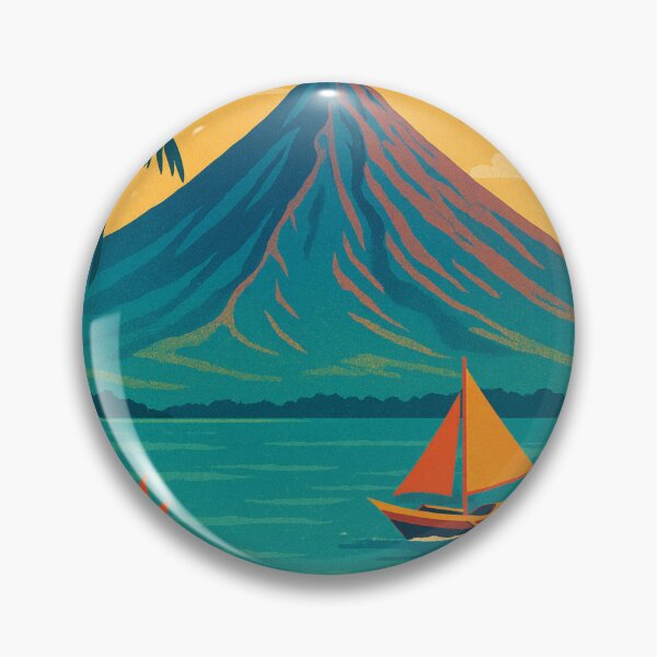 Item preview, Bicol Region Mayon Volcano Coastline with Orange Sailboat designed and sold by Places On Earth.