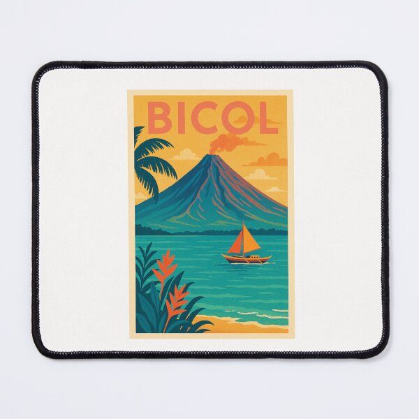 Item preview, Bicol Region Mayon Volcano Coastline with Orange Sailboat designed and sold by Places On Earth.