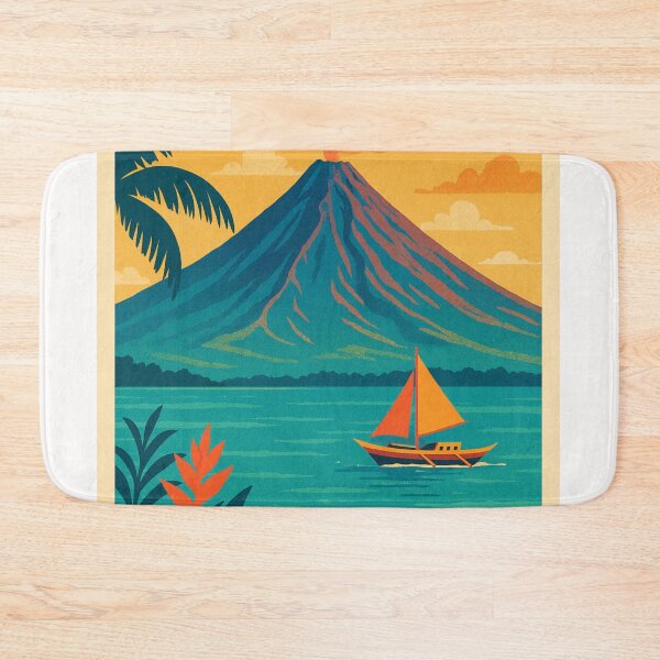 Item preview, Bicol Region Mayon Volcano Coastline with Orange Sailboat designed and sold by Places On Earth.