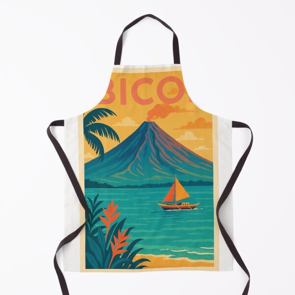 Item preview, Bicol Region Mayon Volcano Coastline with Orange Sailboat designed and sold by Places On Earth.
