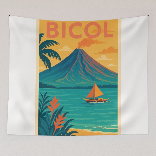 Item preview, Bicol Region Mayon Volcano Coastline with Orange Sailboat designed and sold by Places On Earth.