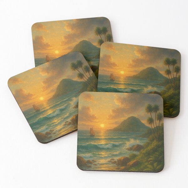 Item preview, Bay of Plenty New Zealand Sunset Coastline with Sailboat designed and sold by Places On Earth.