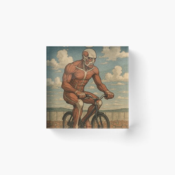Item preview, Colossal Titan Riding Bike - Surreal Anime Meme Art designed and sold by TheoVerse.