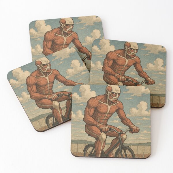 Item preview, Colossal Titan Riding Bike - Surreal Anime Meme Art designed and sold by TheoVerse.