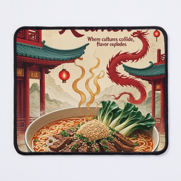 Item preview, Yokohama Chinatown Ramen Poster – Fusion Noodle Art designed and sold by Ceemko's Vintage Corner.
