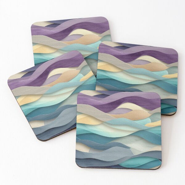 Item preview, Layered Ocean Wave Abstract in Cool and Warm Tones designed and sold by Moisky Patterns.