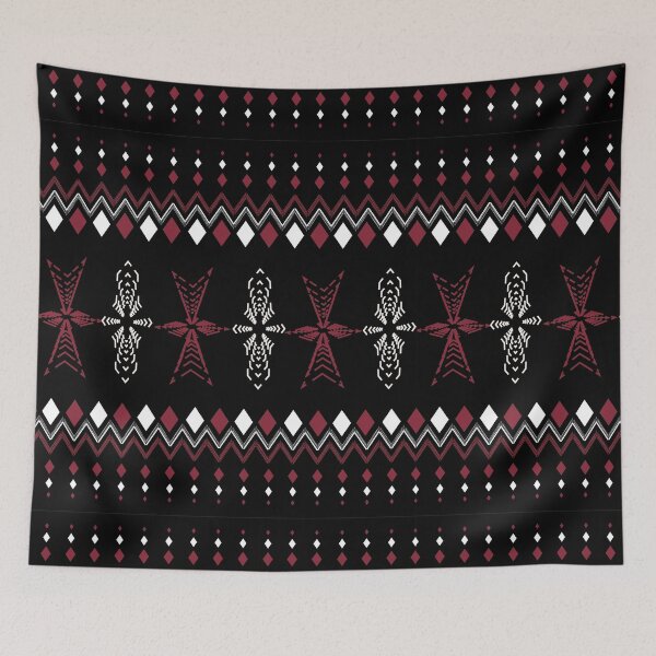 Item preview, Bold Tribal Geometric Pattern in Red and White designed and sold by LOVE ART DESIGNS .