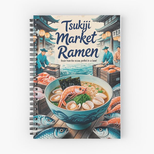 Item preview, Tsukiji Market Ramen Poster – Fresh Seafood Noodle Art designed and sold by Ceemko's Vintage Corner.