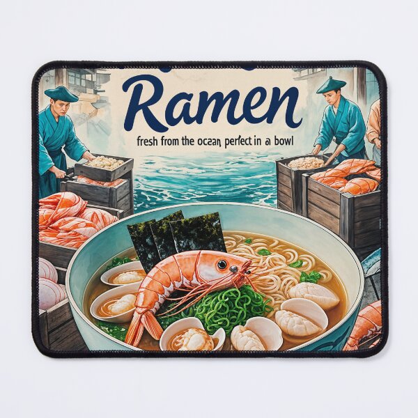 Item preview, Tsukiji Market Ramen Poster – Fresh Seafood Noodle Art designed and sold by Ceemko's Vintage Corner.