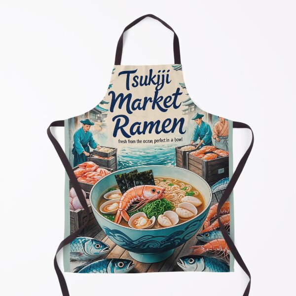 Item preview, Tsukiji Market Ramen Poster – Fresh Seafood Noodle Art designed and sold by Ceemko's Vintage Corner.