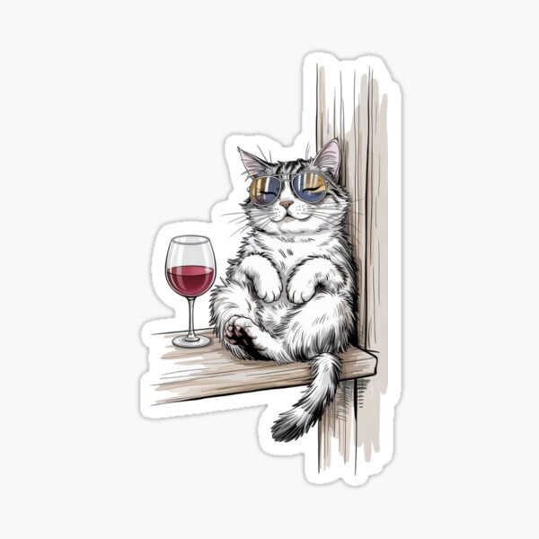 Item preview, A cat and a glass of wine designed and sold by 123ks.