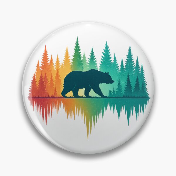 Item preview, Colorful Wild Bear Forest Reflection Nature Lover Retro designed and sold by OleOleStore.