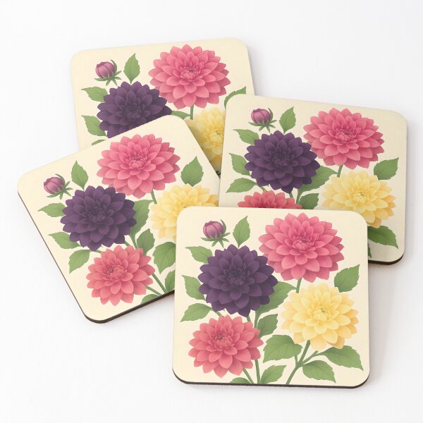Item preview, Colorful Illustration of Dahlia Flowers designed and sold by Petalandfur.