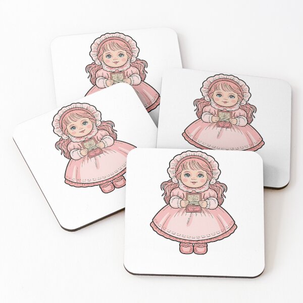 Item preview, Vintage Pink Doll Illustration with Gift Box designed and sold by Best-Art-Design.