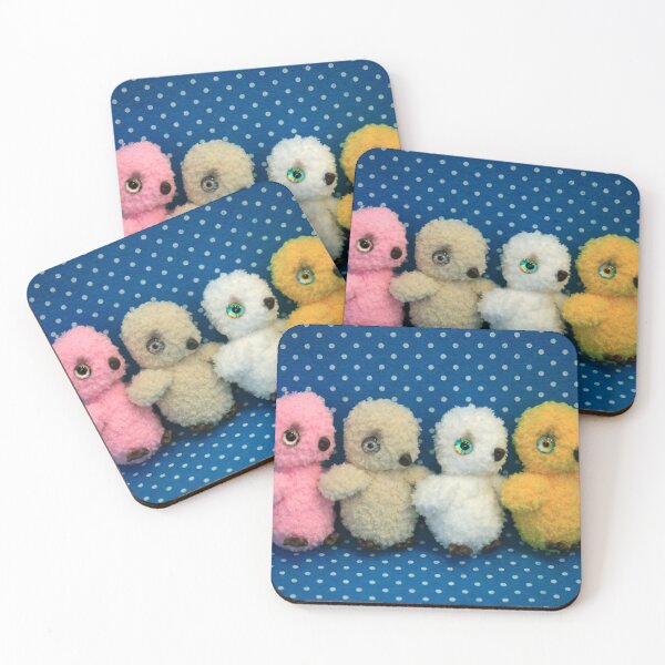 Item preview, Fluffy toys little owls on blue background designed and sold by olena2552.
