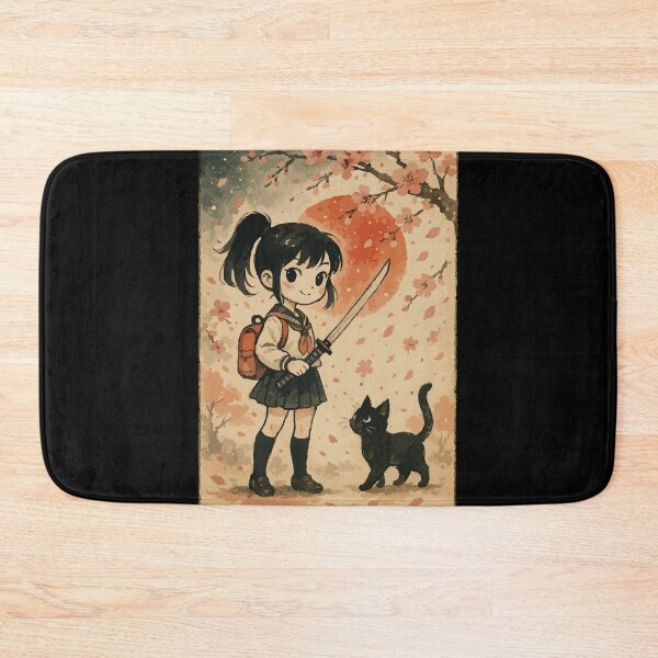 Item preview, Kawaii Samurai Girl Cat Japanese Vintage designed and sold by TomFrontierArt.