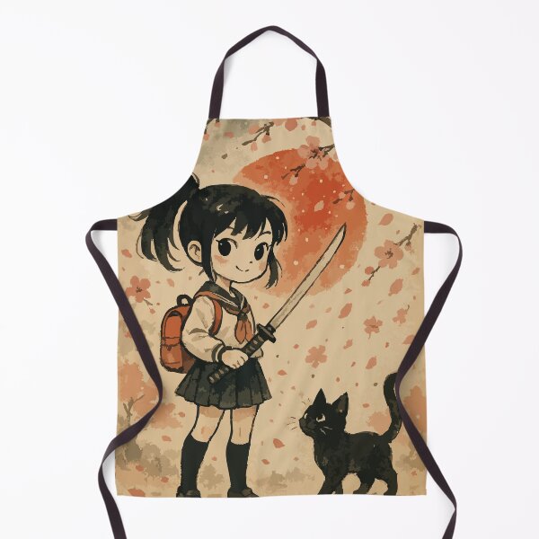 Artikelvorschau, Kawaii Samurai Mädchen Katze Japanisch Vintage entworfen und verkauft von TomFrontierArt.